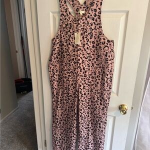 Easel Pink Leopard Print Jumpsuit